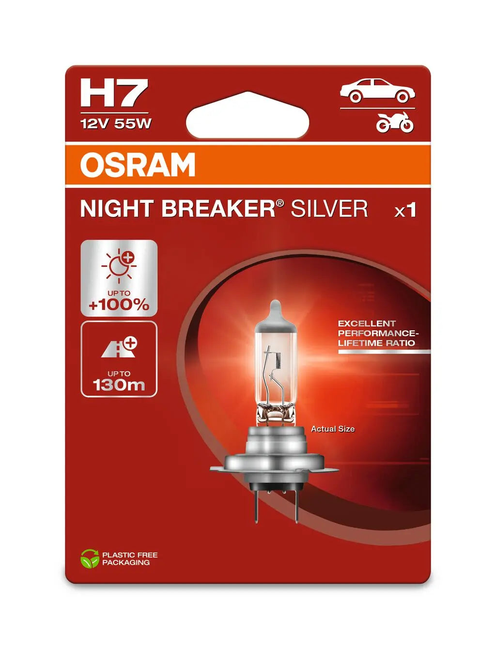 H7 12V 55W PX26d NIGHT BREAKER® SILVER +100%  OSRAM