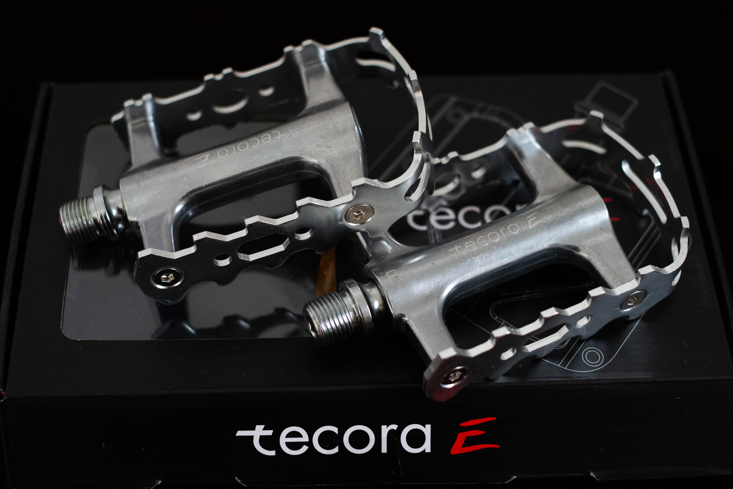 Tecora Pedale E MTB Aluminium silber poliert | schwarz