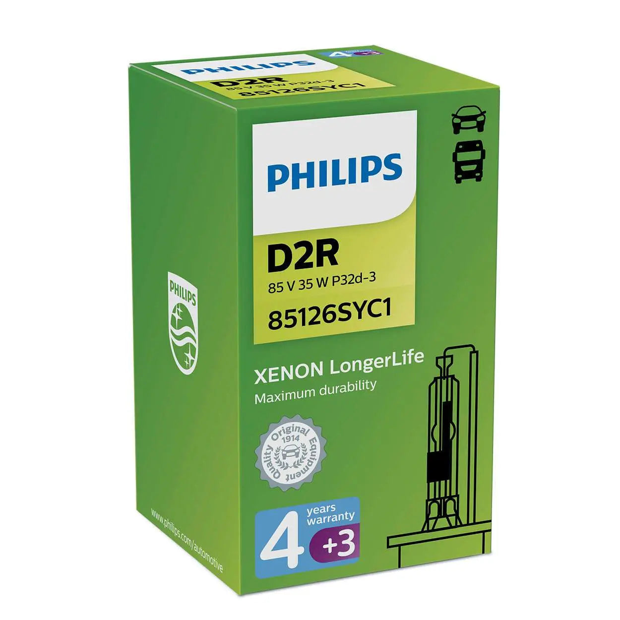 D2R 35W P32d-3 LongerLife 4300K Xenon  Philips