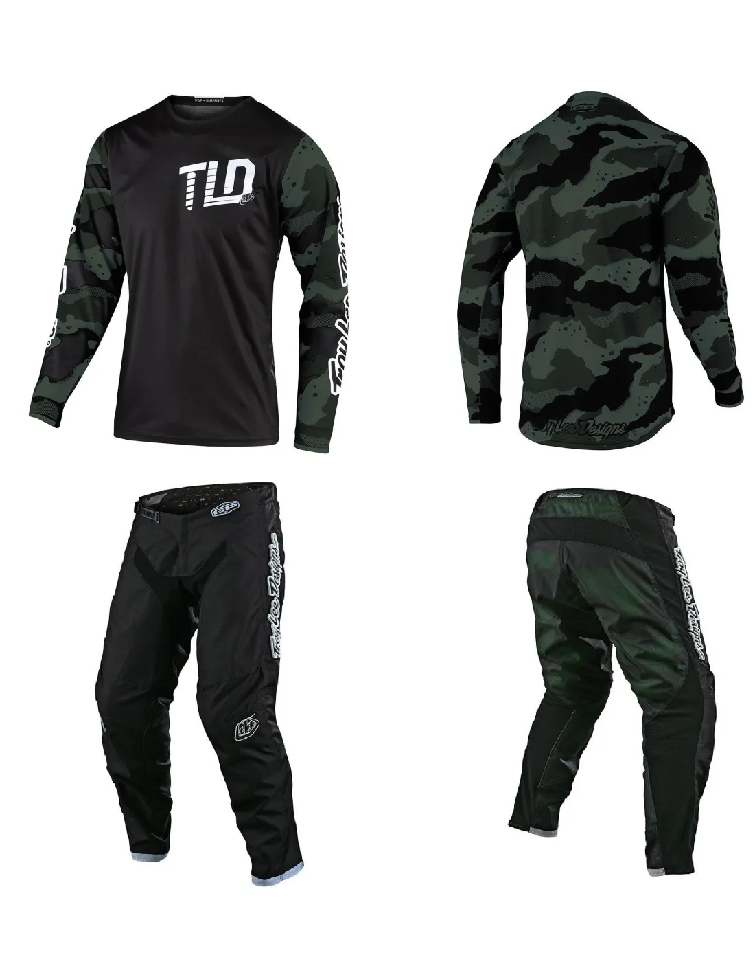 Crossbekleidungsset TLD Troy Lee Design GP Camo grün/schwarz