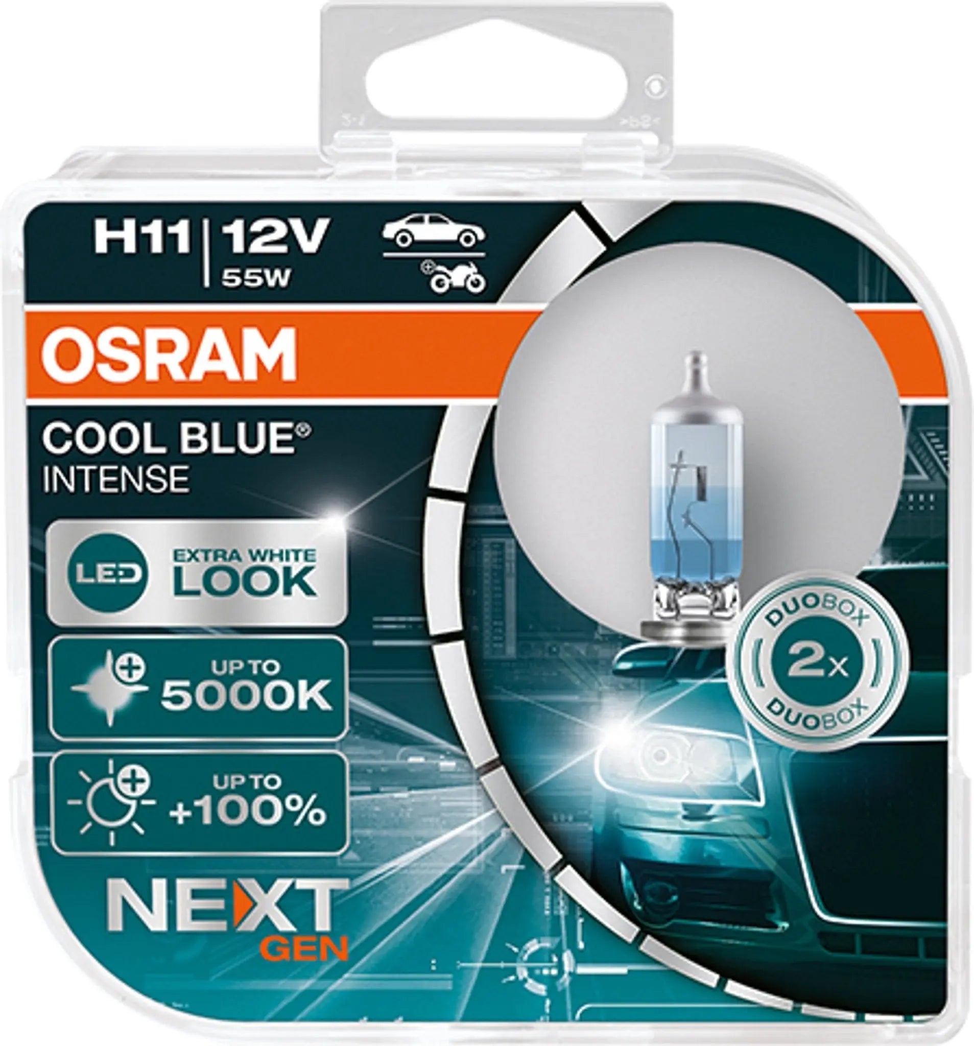 H11 12V 55W PGJ19-2 Cool Blue INTENSE NextGeneration 5000K +100% Doppelpack OSRAM