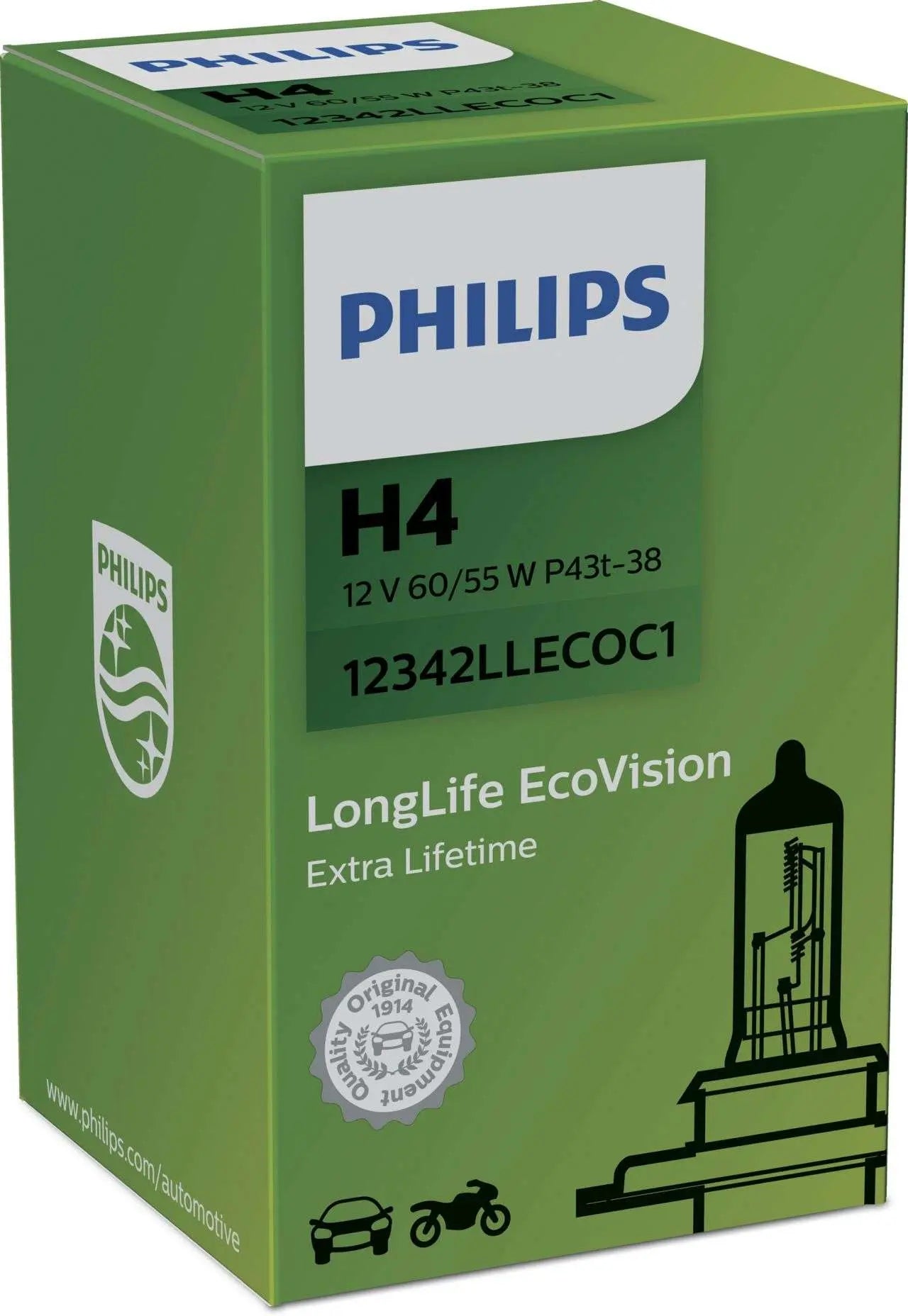 H4 12V 60/55W P43t LongLife EcoVision  Philips