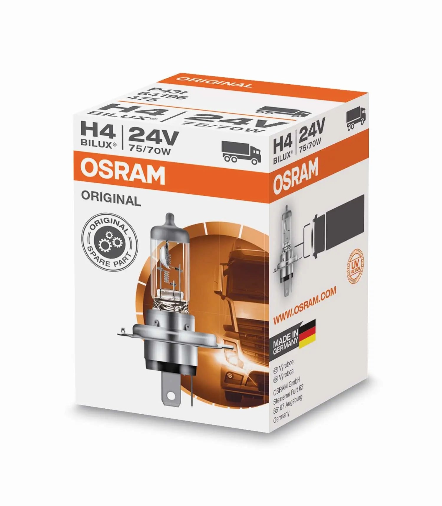 H4 24V 75/70W P43t Heavy Duty Faltschachtel OSRAM