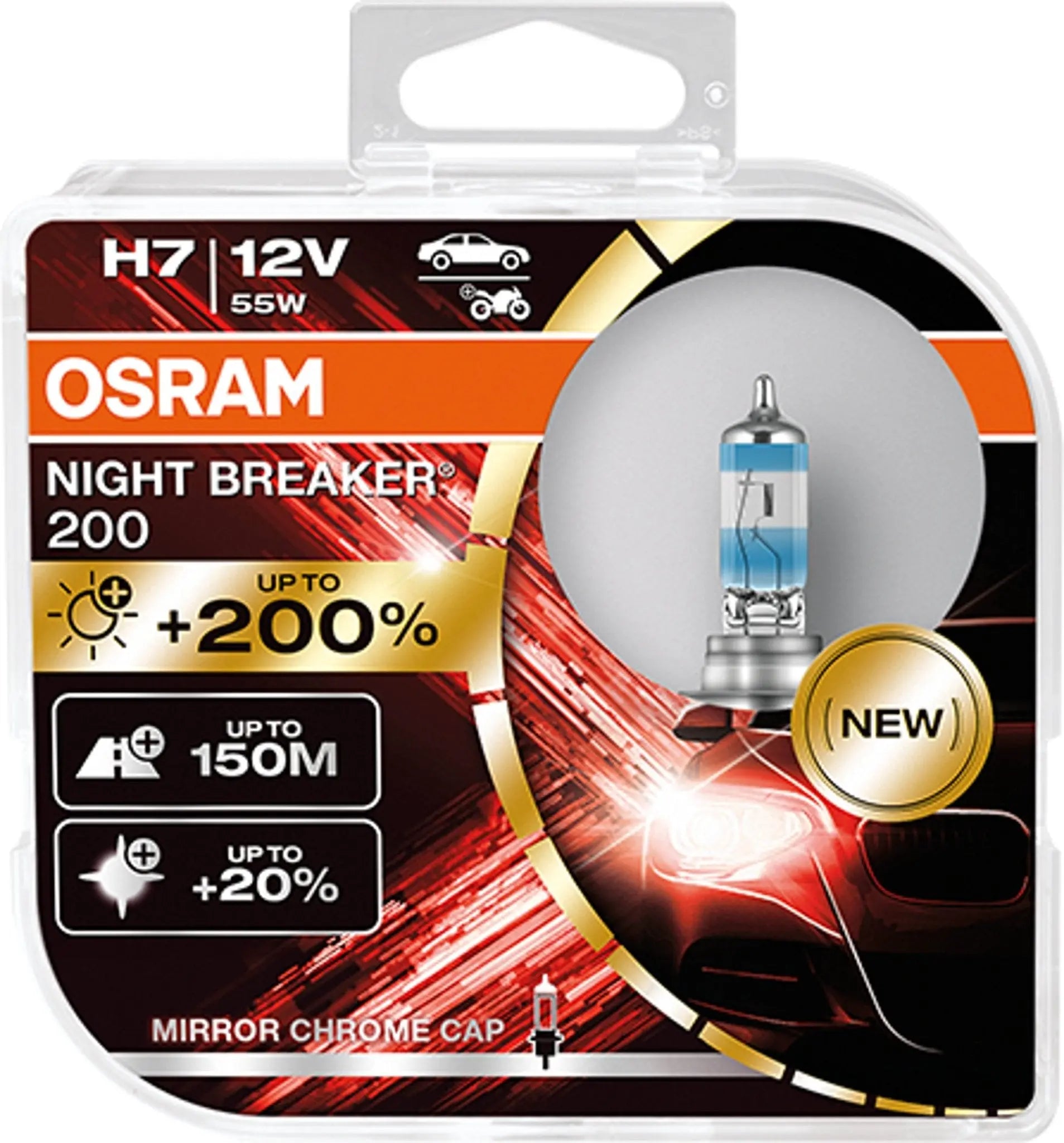 H7 12V 55W PX26d NIGHT BREAKER® 200 bis zu 200% mehr Licht Doppelpack OSRAM