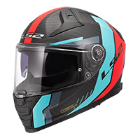 LS2 FF811 Vector 2 Carbon Grid Helm rot cyan matt