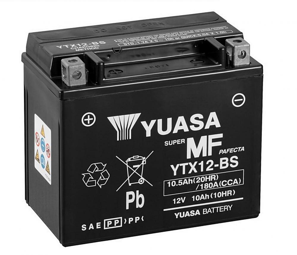 Yuasa YTX12-BS AGM Batterie 12V 10AH – Einbaufertig (FTX12-BS, CTX12-BS)