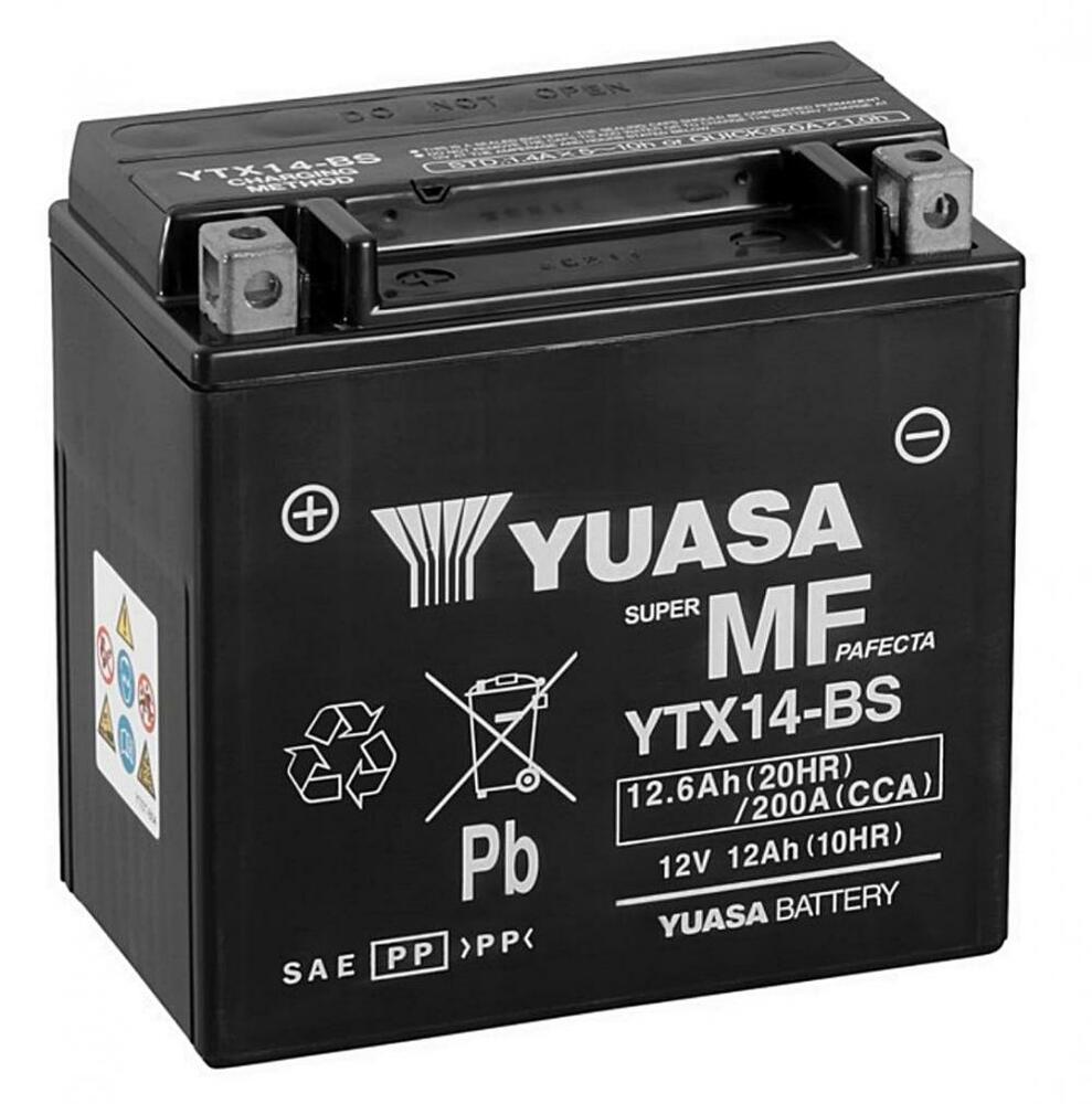 Yuasa YTX14-BS AGM Batterie 12V 12AH – Einbaufertig (FTX14-BS GTX14-BS)