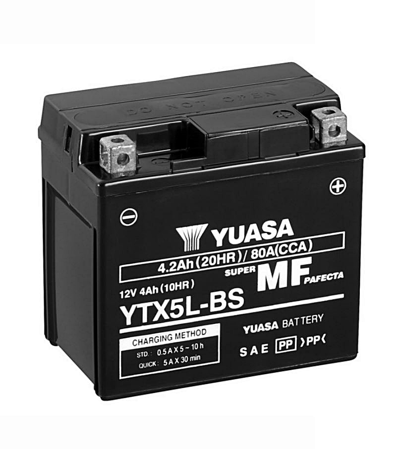 Yuasa YTX5L-BS AGM Batterie 12V 4AH – Einbaufertig (CTX5L-BS, FTX5L-BS, GTX5L-BS)